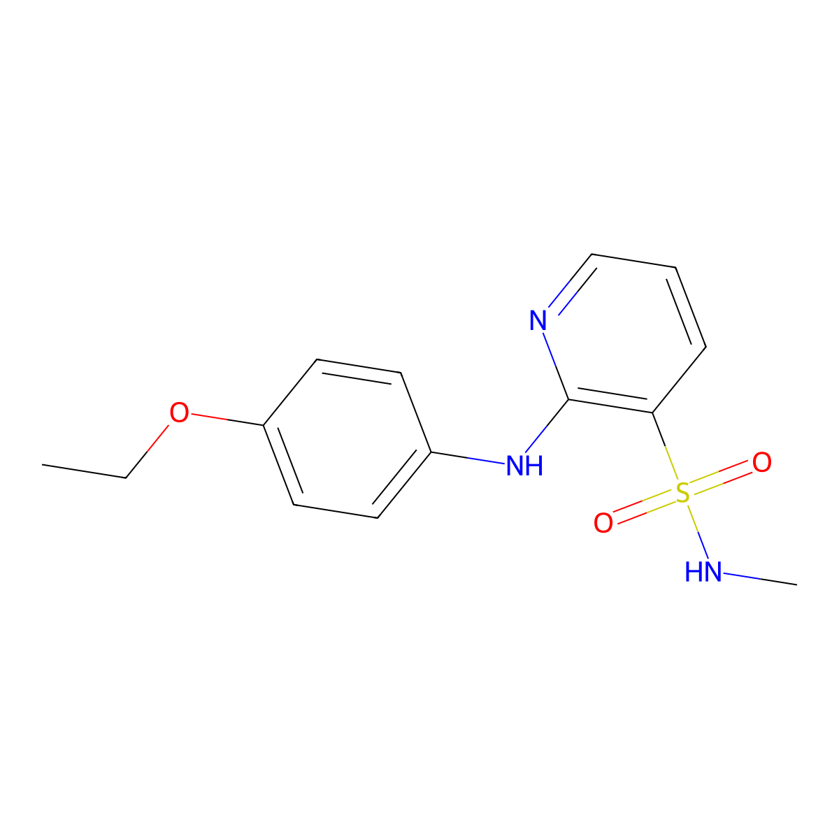 2-[(4-ethoxyphenyl)amino]-N-methylpyridine-3-sulfonamide molecular structure, CAS 1251550-31-8
