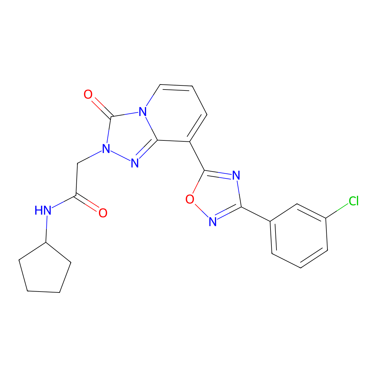 2-{8-[3-(3-chlorophenyl)-1,2,4-oxadiazol-5-yl]-3-oxo-2H,3H-[1,2,4]triazolo[4,3-a]pyridin-2-yl}-N-cyclopentylacetamide molecular structure, CAS 1251550-32-9