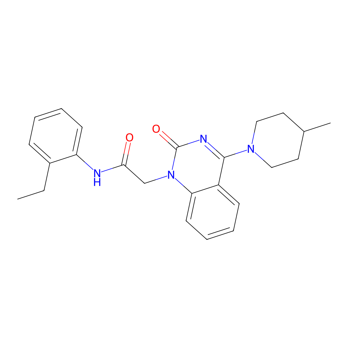 N-(2-ethylphenyl)-2-[4-(4-methylpiperidin-1-yl)-2-oxo-1,2-dihydroquinazolin-1-yl]acetamide molecular structure, CAS 1251550-38-5