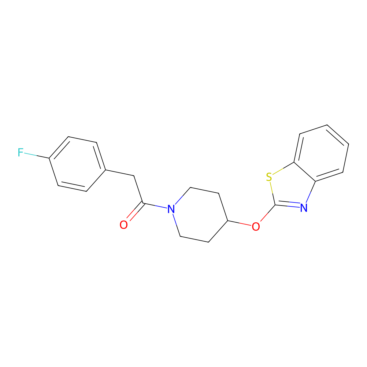 1-(4-(Benzo[d]thiazol-2-yloxy)piperidin-1-yl)-2-(4-fluorophenyl)ethanone molecular structure, CAS 1251550-40-9