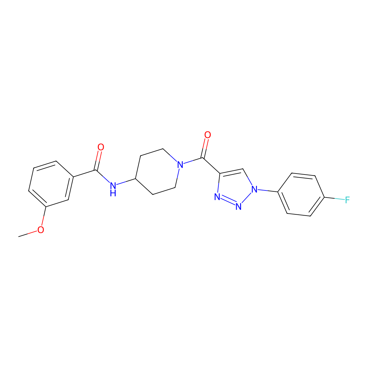 N-(1-(1-(4-fluorophenyl)-1H-1,2,3-triazole-4-carbonyl)piperidin-4-yl)-3-methoxybenzamide molecular structure, CAS 1251550-44-3