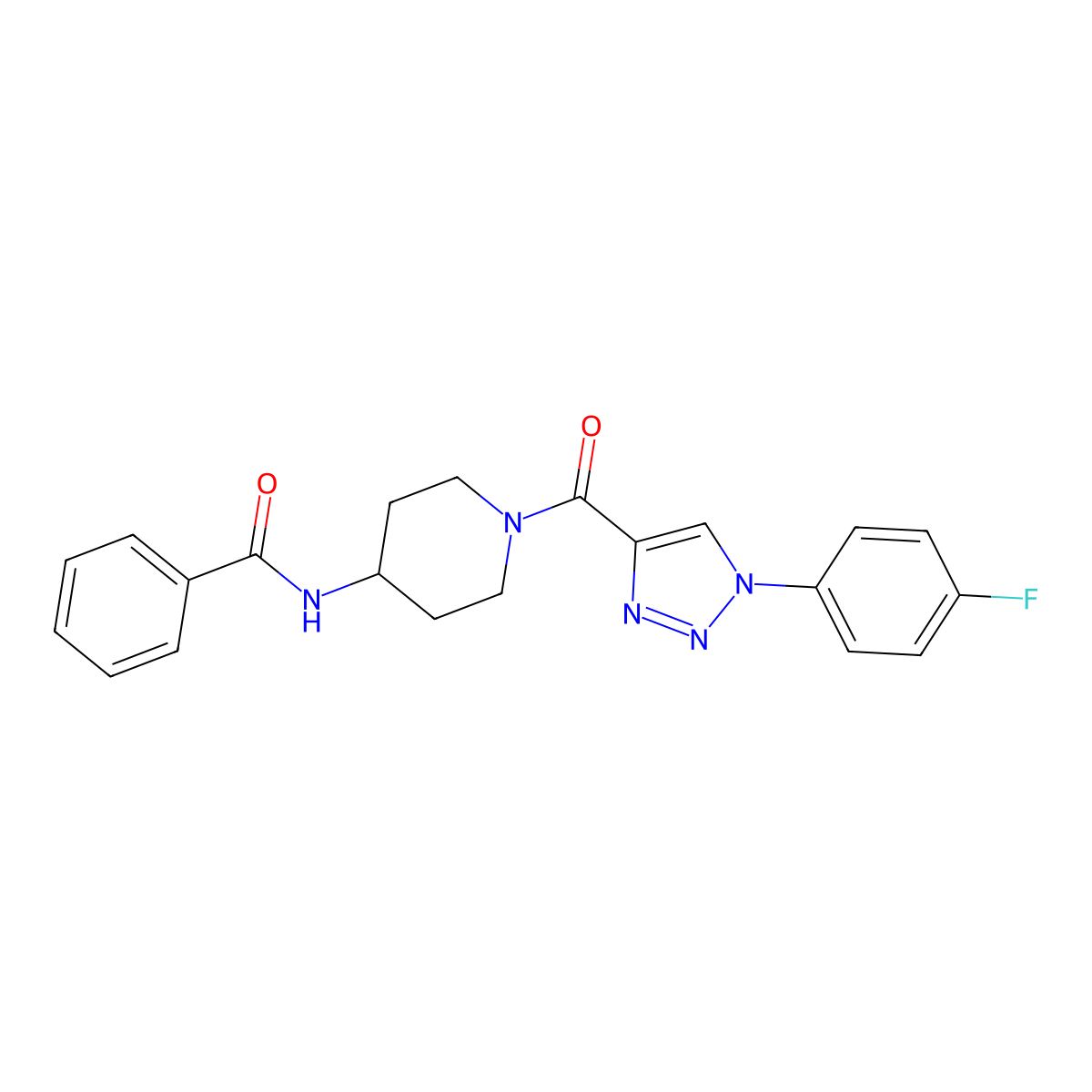 N-(1-(1-(4-fluorophenyl)-1H-1,2,3-triazole-4-carbonyl)piperidin-4-yl)benzamide molecular structure, CAS 1251550-54-5