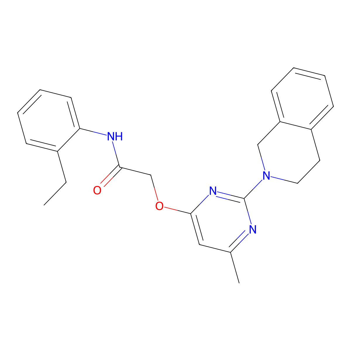 2-{[2-(3,4-dihydroisoquinolin-2(1H)-yl)-6-methylpyrimidin-4-yl]oxy}-N-(2-ethylphenyl)acetamide molecular structure, CAS 1251550-68-1