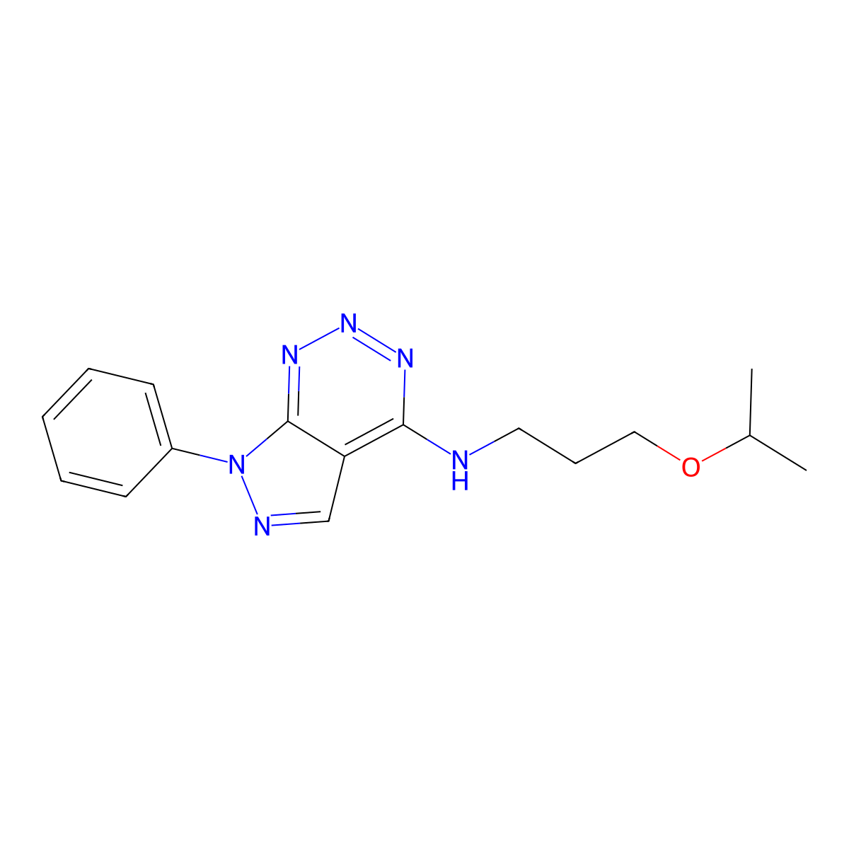 N-(3-isopropoxypropyl)-7-phenyl-7H-pyrazolo[3,4-d][1,2,3]triazin-4-amine molecular structure, CAS 1251550-71-6