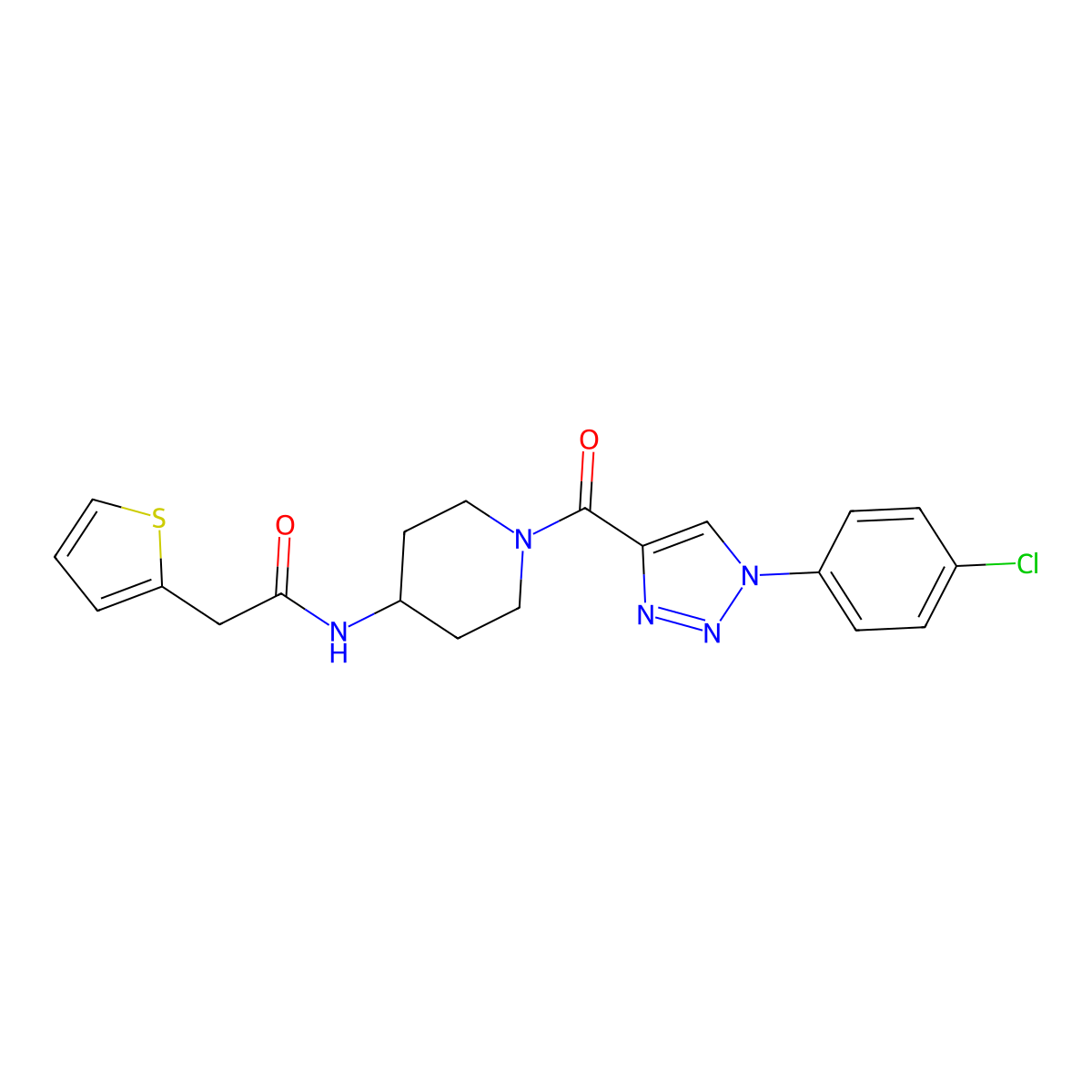 N-(1-(1-(4-chlorophenyl)-1H-1,2,3-triazole-4-carbonyl)piperidin-4-yl)-2-(thiophen-2-yl)acetamide molecular structure, CAS 1251550-75-0