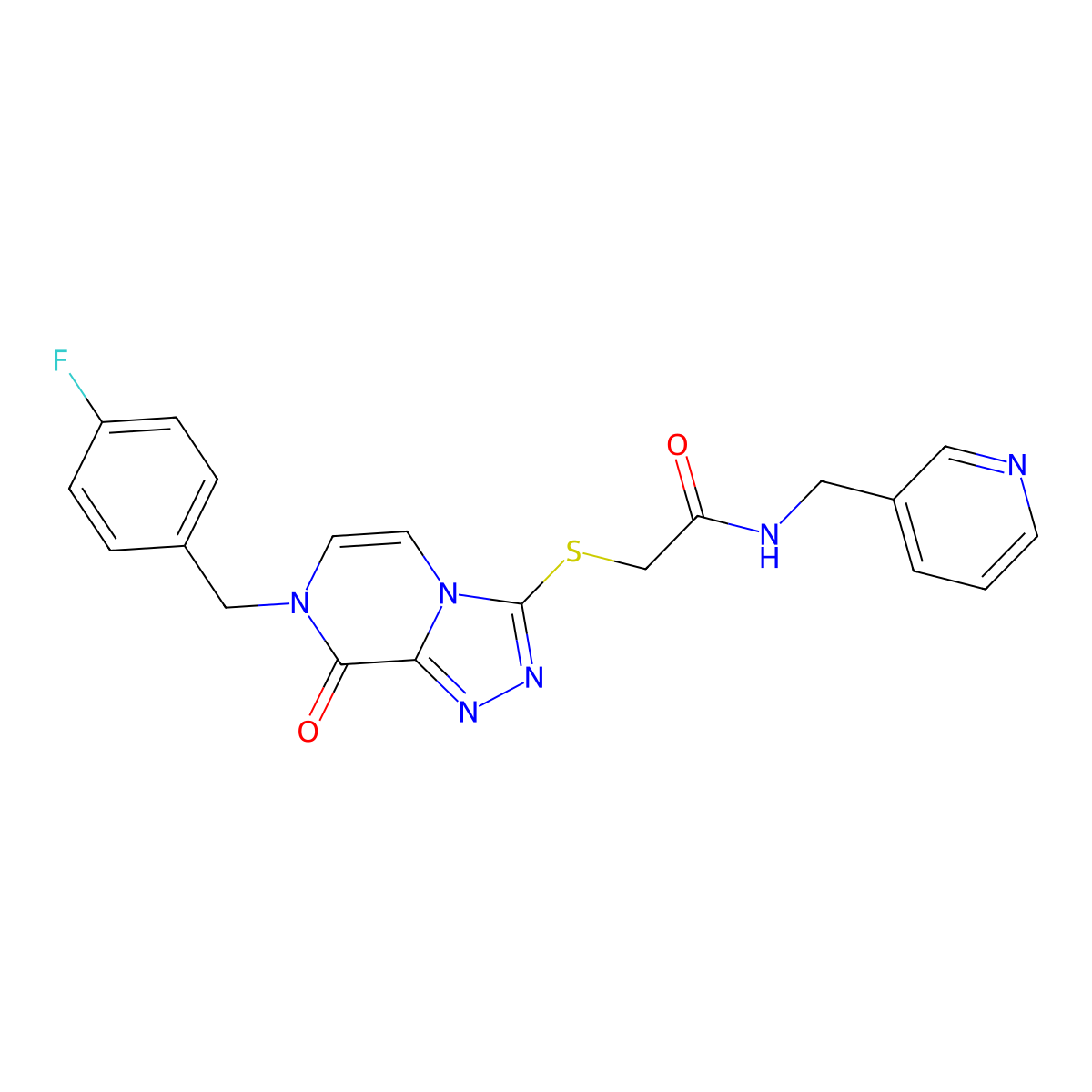 2-((7-(4-fluorobenzyl)-8-oxo-7,8-dihydro-[1,2,4]triazolo[4,3-a]pyrazin-3-yl)thio)-N-(pyridin-3-ylmethyl)acetamide molecular structure, CAS 1251550-83-0