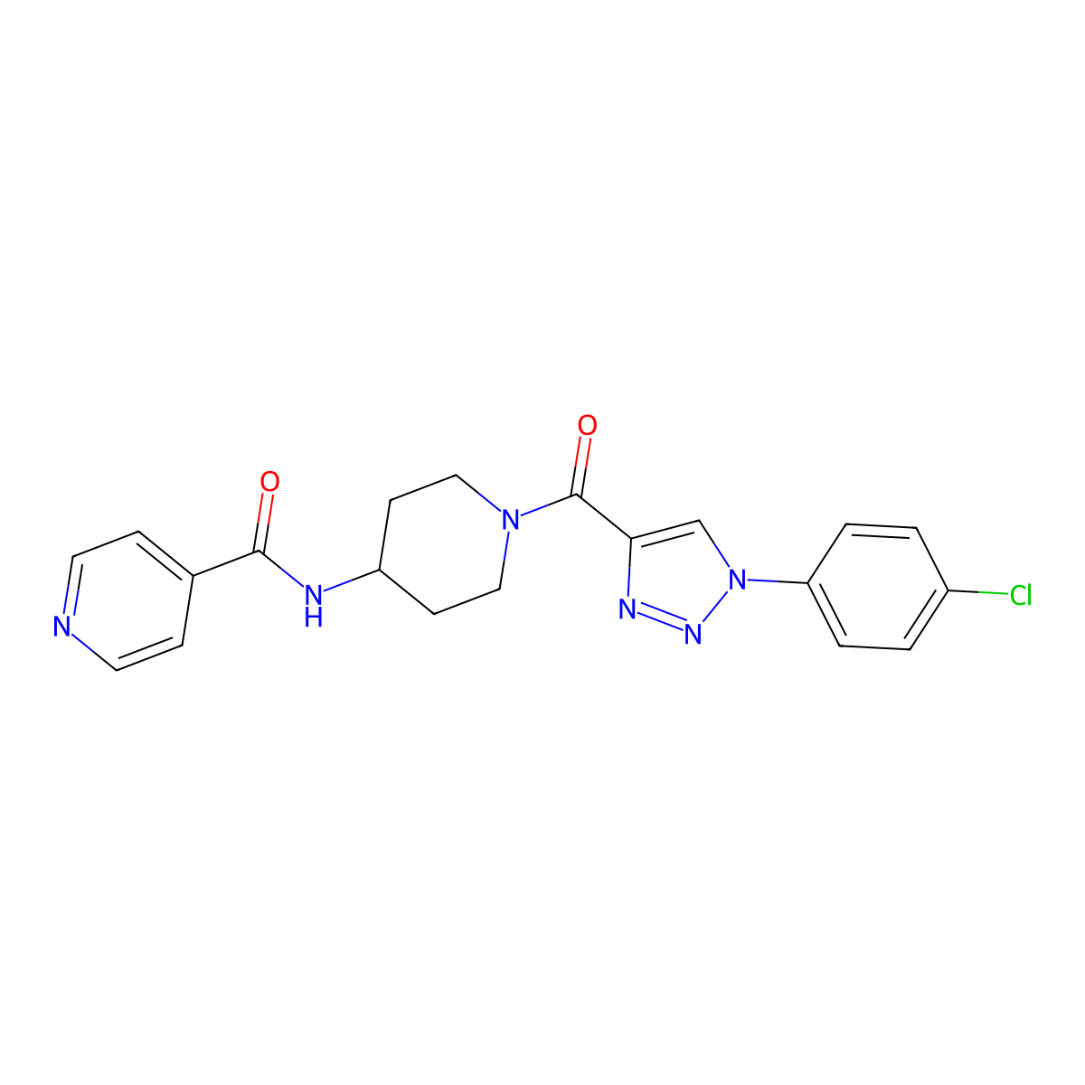 N-(1-(1-(4-chlorophenyl)-1H-1,2,3-triazole-4-carbonyl)piperidin-4-yl)isonicotinamide molecular structure, CAS 1251550-85-2