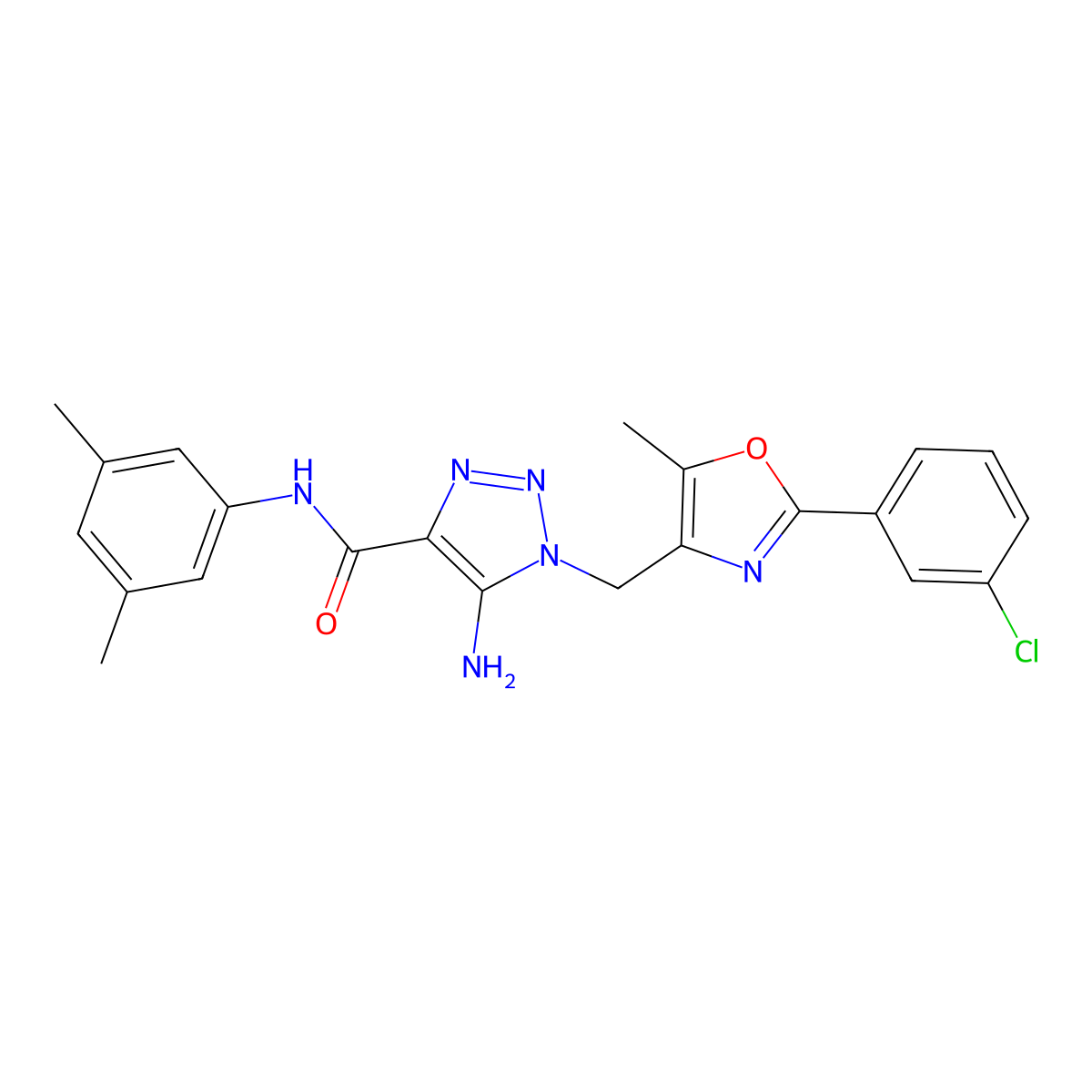 5-amino-1-{[2-(3-chlorophenyl)-5-methyl-1,3-oxazol-4-yl]methyl}-N-(3,5-dimethylphenyl)-1H-1,2,3-triazole-4-carboxamide molecular structure, CAS 1251550-87-4