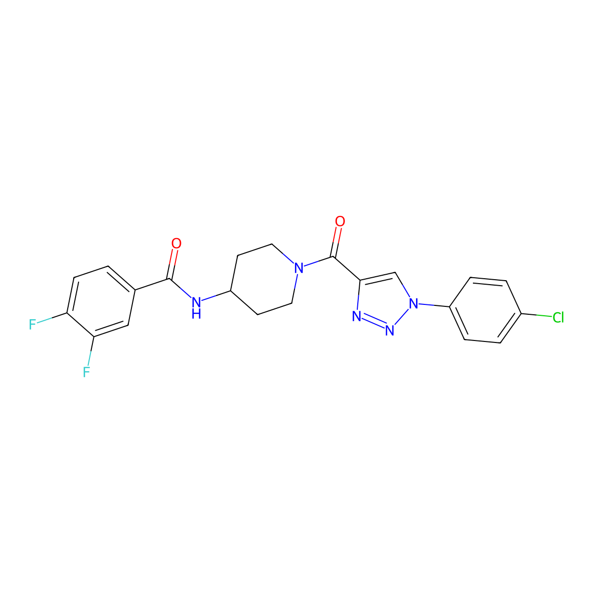N-{1-[1-(4-chlorophenyl)-1H-1,2,3-triazole-4-carbonyl]piperidin-4-yl}-3,4-difluorobenzamide molecular structure, CAS 1251550-92-1