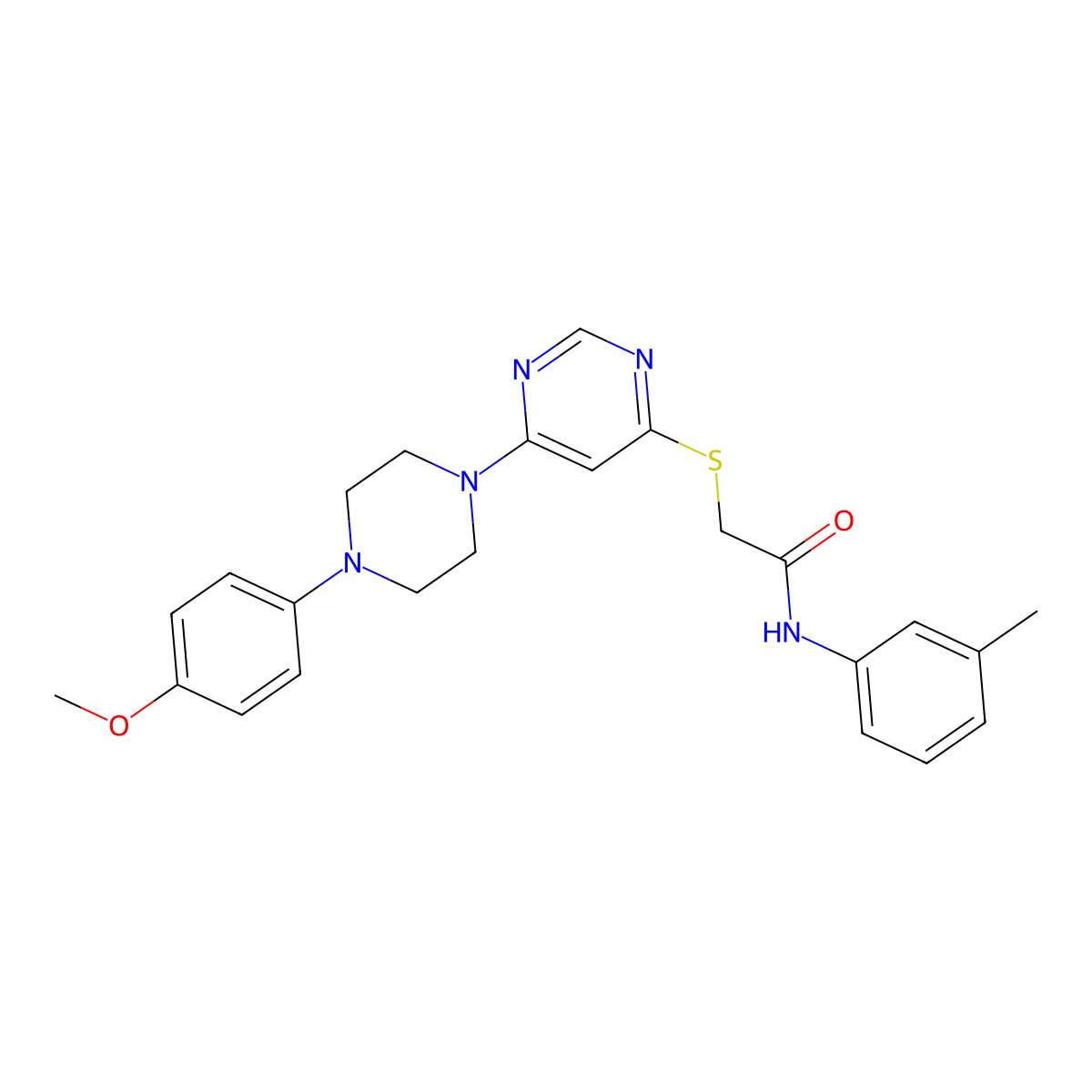 2-((6-(4-(4-methoxyphenyl)piperazin-1-yl)pyrimidin-4-yl)thio)-N-(m-tolyl)acetamide molecular structure, CAS 1251550-95-4