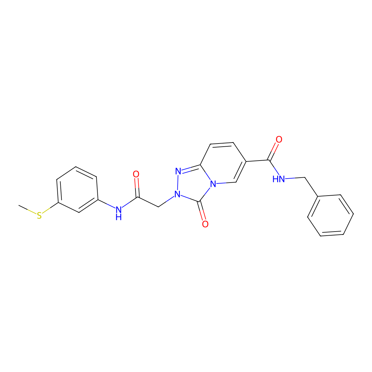 N-benzyl-2-({[3-(methylsulfanyl)phenyl]carbamoyl}methyl)-3-oxo-2H,3H-[1,2,4]triazolo[4,3-a]pyridine-6-carboxamide molecular structure, CAS 1251550-97-6