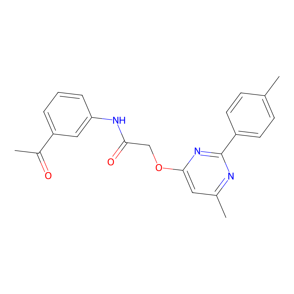 N-(3-acetylphenyl)-2-((6-methyl-2-(p-tolyl)pyrimidin-4-yl)oxy)acetamide molecular structure, CAS 1251551-04-8