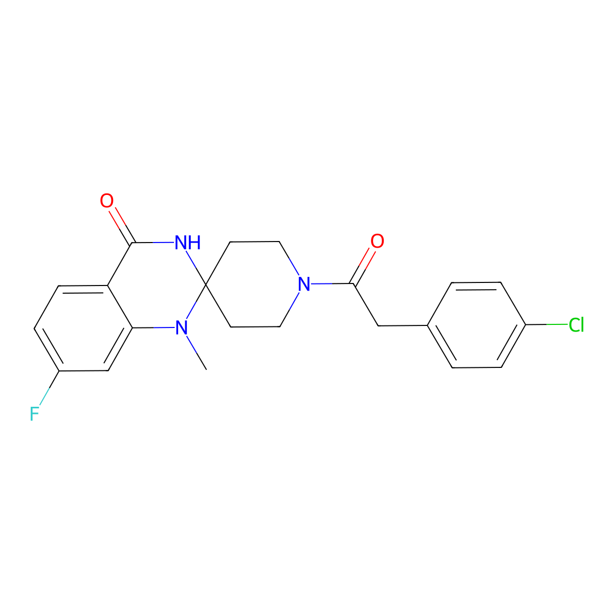 1'-[2-(4-chlorophenyl)acetyl]-7-fluoro-1-methylspiro[3H-quinazoline-2,4'-piperidine]-4-one molecular structure, CAS 1251551-07-1