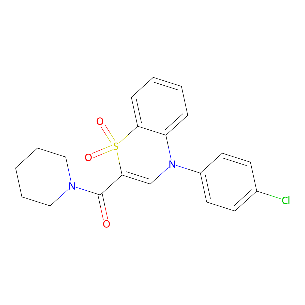 [4-(4-chlorophenyl)-1,1-dioxido-4H-1,4-benzothiazin-2-yl](piperidin-1-yl)methanone molecular structure, CAS 1251551-15-1