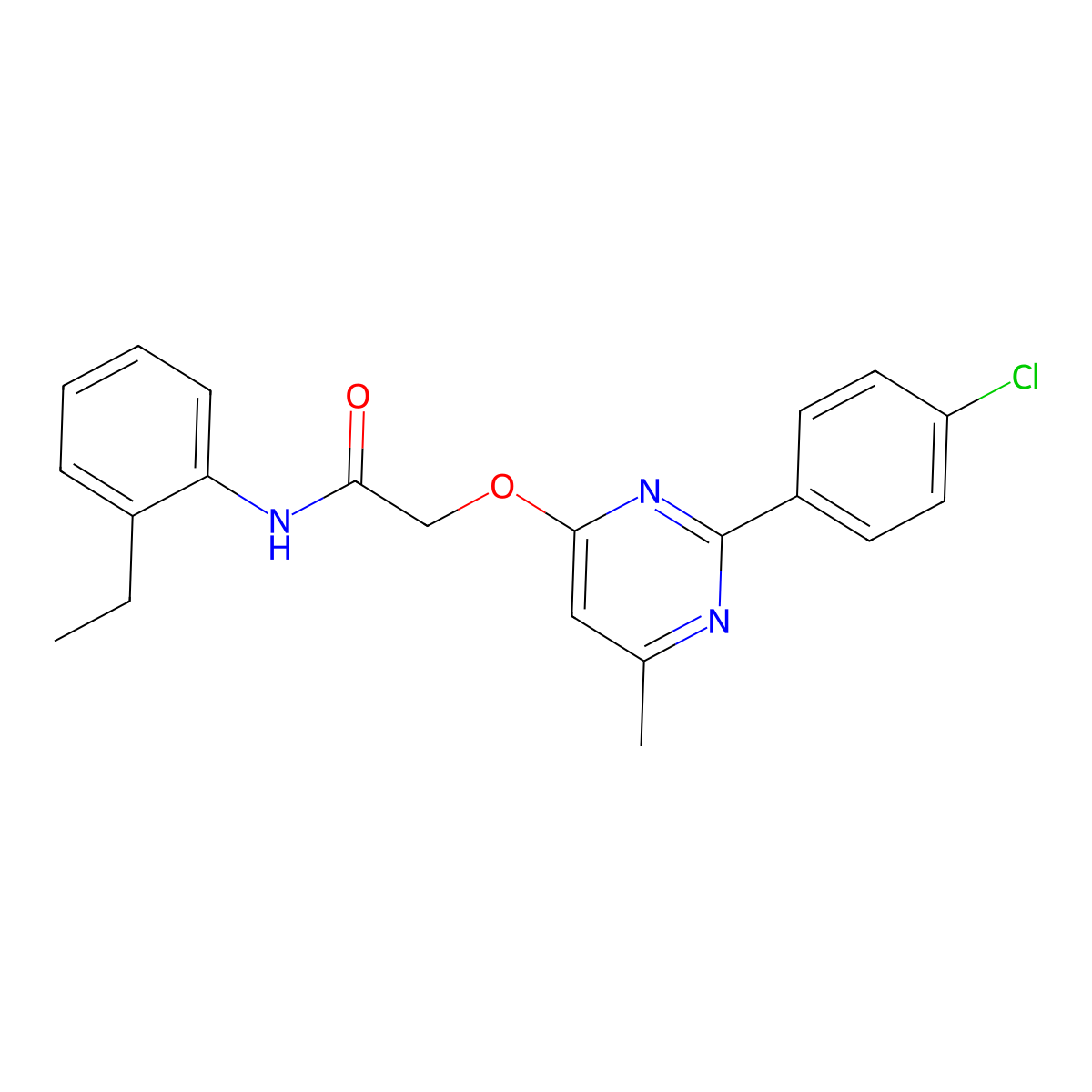 2-{[2-(4-chlorophenyl)-6-methylpyrimidin-4-yl]oxy}-N-(2-ethylphenyl)acetamide molecular structure, CAS 1251551-22-0
