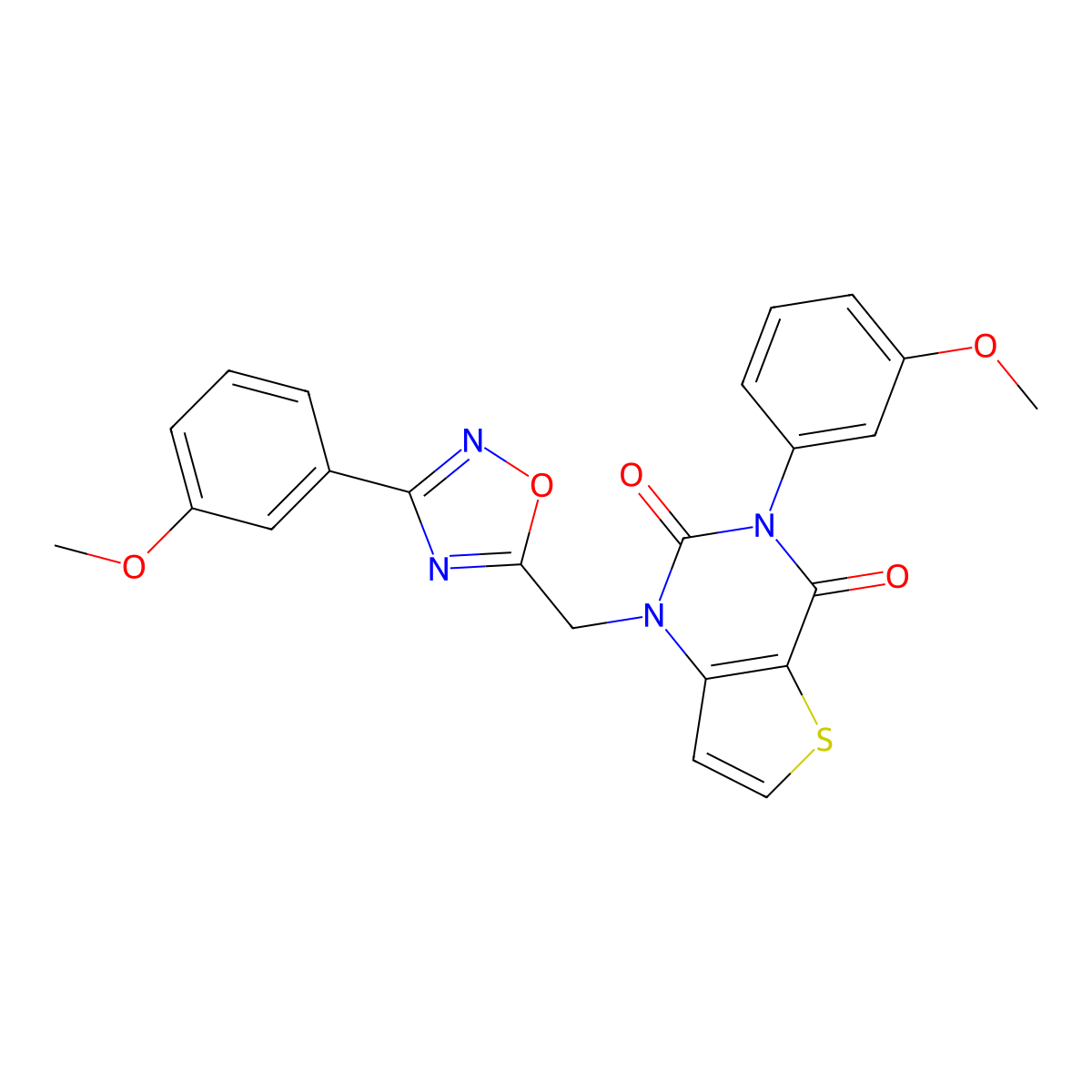 3-(3-methoxyphenyl)-1-{[3-(3-methoxyphenyl)-1,2,4-oxadiazol-5-yl]methyl}-1H,2H,3H,4H-thieno[3,2-d]pyrimidine-2,4-dione molecular structure, CAS 1251551-24-2