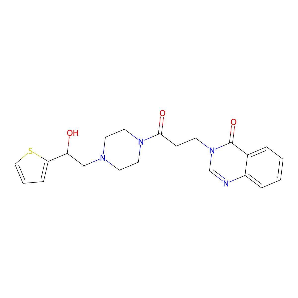 3-(3-(4-(2-hydroxy-2-(thiophen-2-yl)ethyl)piperazin-1-yl)-3-oxopropyl)quinazolin-4(3H)-one molecular structure, CAS 1251551-25-3