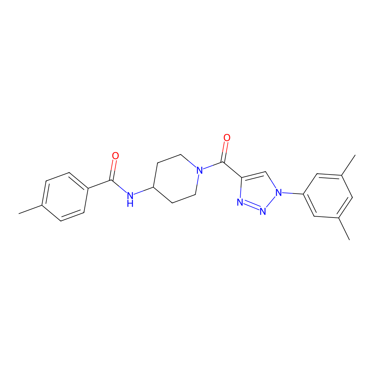 N-(1-(1-(3,5-dimethylphenyl)-1H-1,2,3-triazole-4-carbonyl)piperidin-4-yl)-4-methylbenzamide molecular structure, CAS 1251551-26-4
