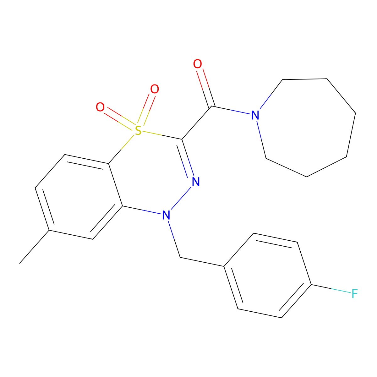 3-(azepane-1-carbonyl)-1-[(4-fluorophenyl)methyl]-7-methyl-1H-4lambda6,1,2-benzothiadiazine-4,4-dione molecular structure, CAS 1251551-29-7