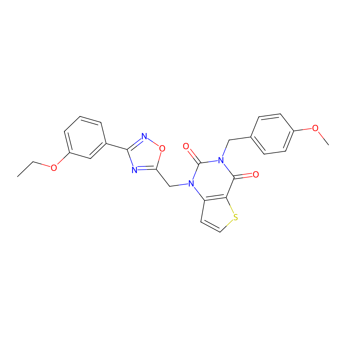 1-{[3-(3-ethoxyphenyl)-1,2,4-oxadiazol-5-yl]methyl}-3-[(4-methoxyphenyl)methyl]-1H,2H,3H,4H-thieno[3,2-d]pyrimidine-2,4-dione molecular structure, CAS 1251551-31-1