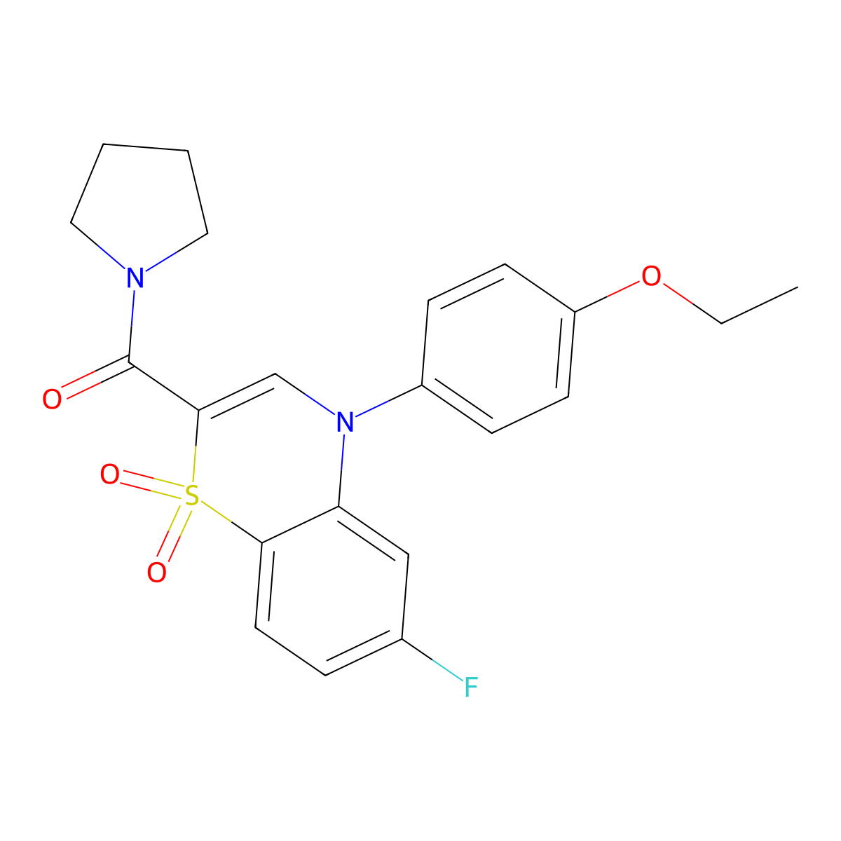 4-(4-ethoxyphenyl)-6-fluoro-2-(pyrrolidine-1-carbonyl)-4H-1lambda6,4-benzothiazine-1,1-dione molecular structure, CAS 1251551-32-2