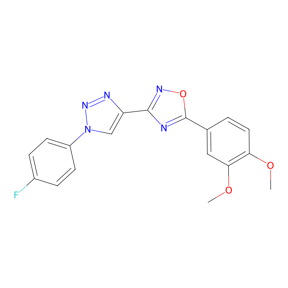 5-(3,4-dimethoxyphenyl)-3-(1-(4-fluorophenyl)-1H-1,2,3-triazol-4-yl)-1,2,4-oxadiazole molecular structure, CAS 1251551-40-2