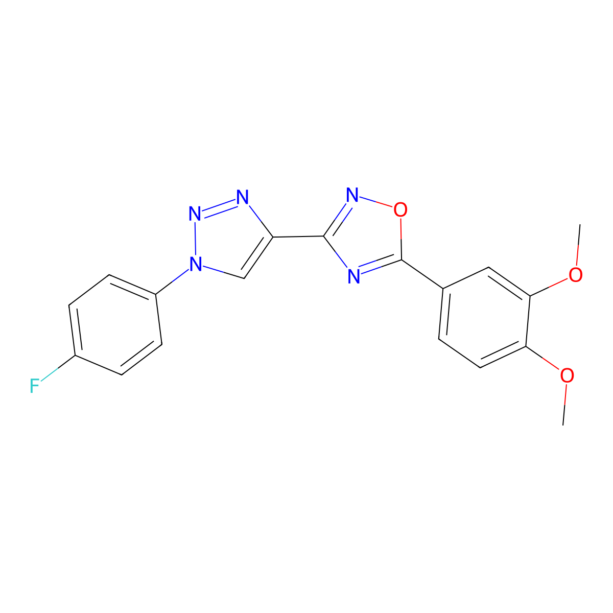5-(3,4-dimethoxyphenyl)-3-(1-(4-fluorophenyl)-1H-1,2,3-triazol-4-yl)-1,2,4-oxadiazole molecular structure, CAS 1251551-40-2