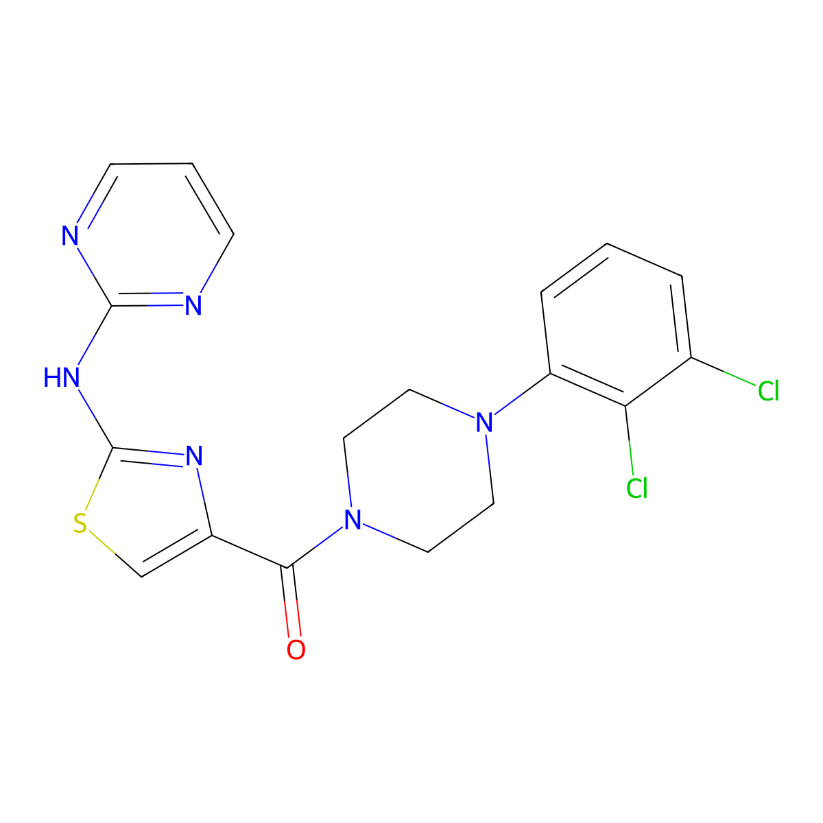 (4-(2,3-Dichlorophenyl)piperazin-1-yl)(2-(pyrimidin-2-ylamino)thiazol-4-yl)methanone molecular structure, CAS 1251551-44-6
