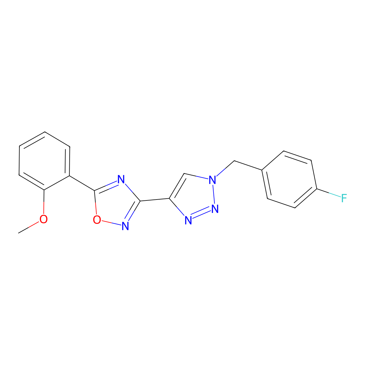 3-(1-(4-fluorobenzyl)-1H-1,2,3-triazol-4-yl)-5-(2-methoxyphenyl)-1,2,4-oxadiazole molecular structure, CAS 1251551-45-7