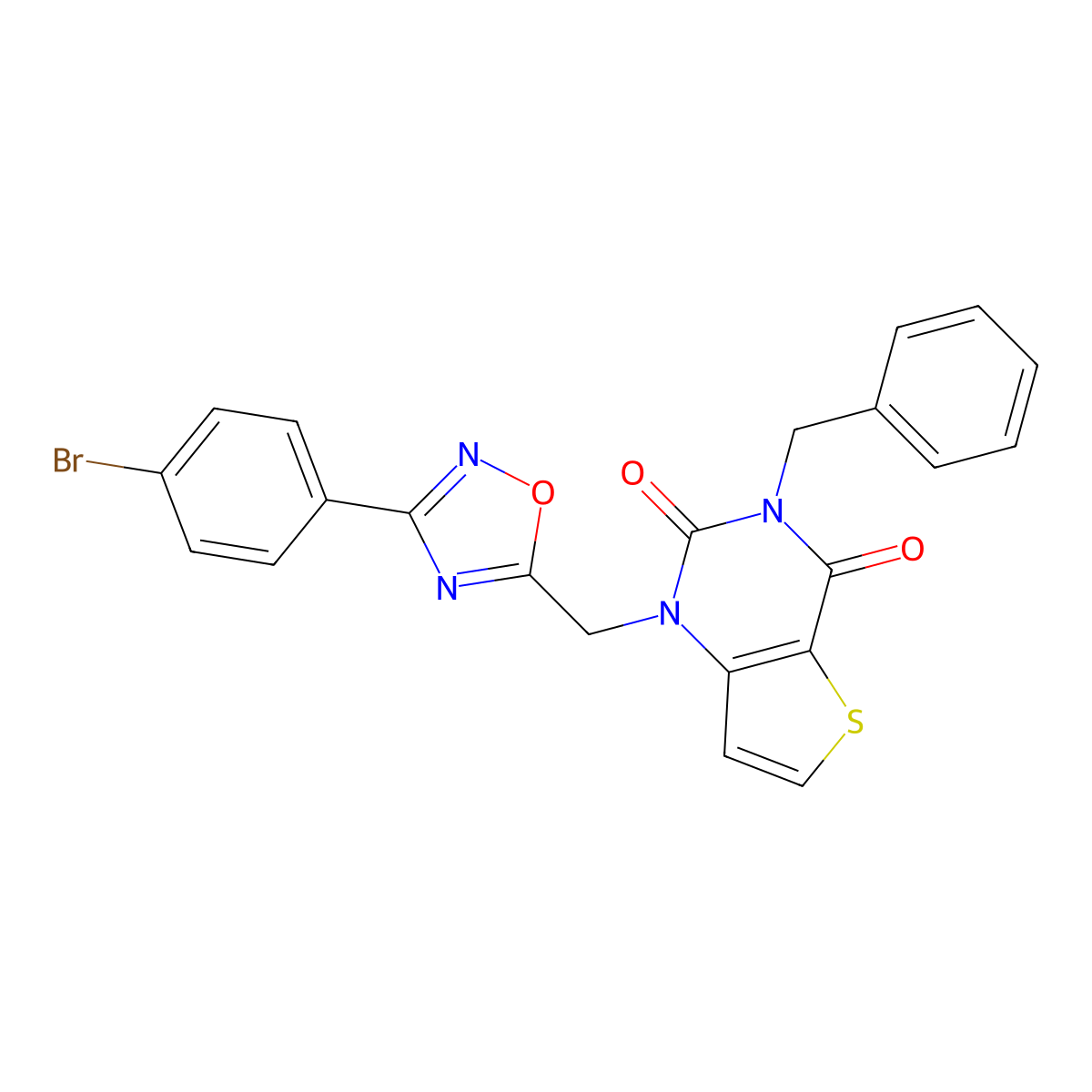 3-benzyl-1-{[3-(4-bromophenyl)-1,2,4-oxadiazol-5-yl]methyl}-1H,2H,3H,4H-thieno[3,2-d]pyrimidine-2,4-dione molecular structure, CAS 1251551-47-9