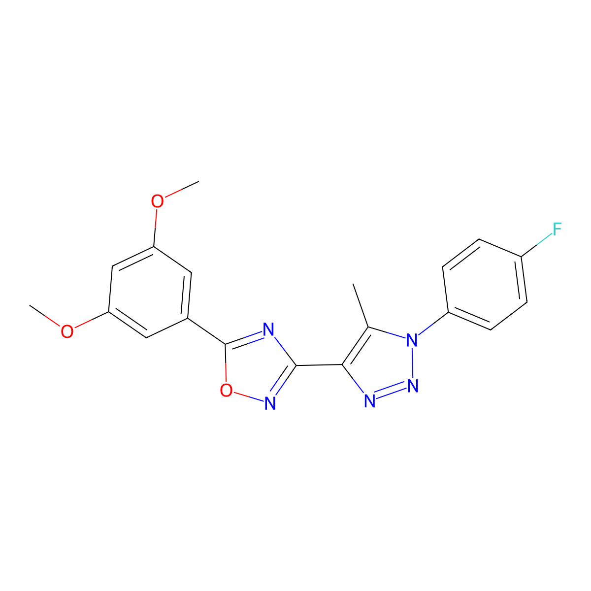 5-(3,5-dimethoxyphenyl)-3-[1-(4-fluorophenyl)-5-methyl-1H-1,2,3-triazol-4-yl]-1,2,4-oxadiazole molecular structure, CAS 1251551-64-0
