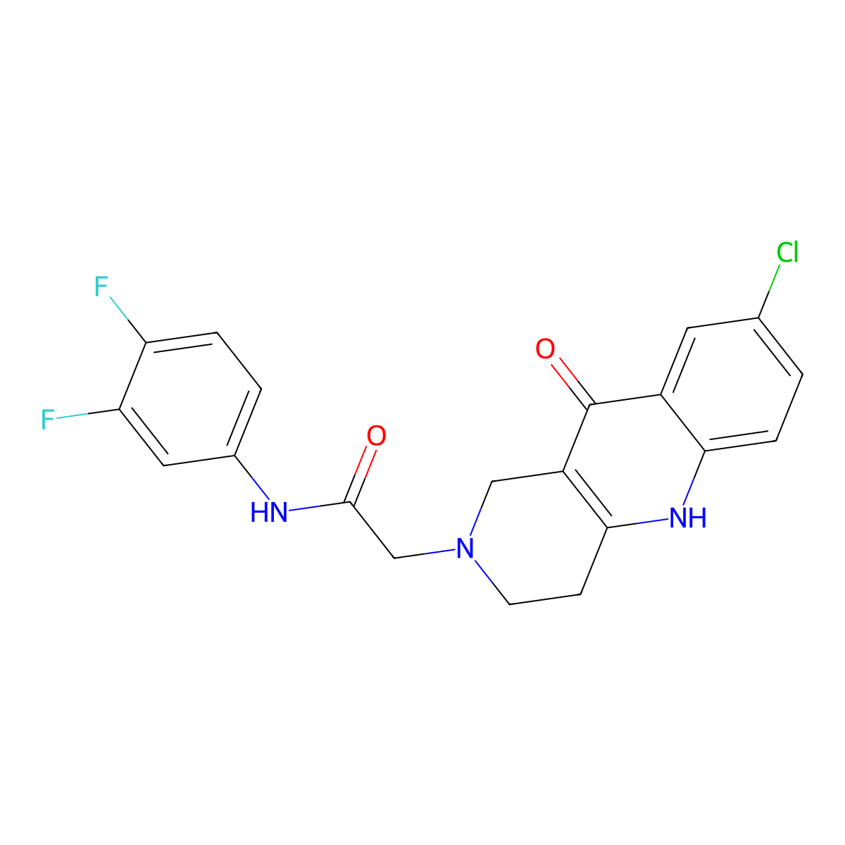 2-(8-chloro-10-oxo-3,4-dihydrobenzo[b][1,6]naphthyridin-2(1H,5H,10H)-yl)-N-(3,4-difluorophenyl)acetamide molecular structure, CAS 1251551-71-9