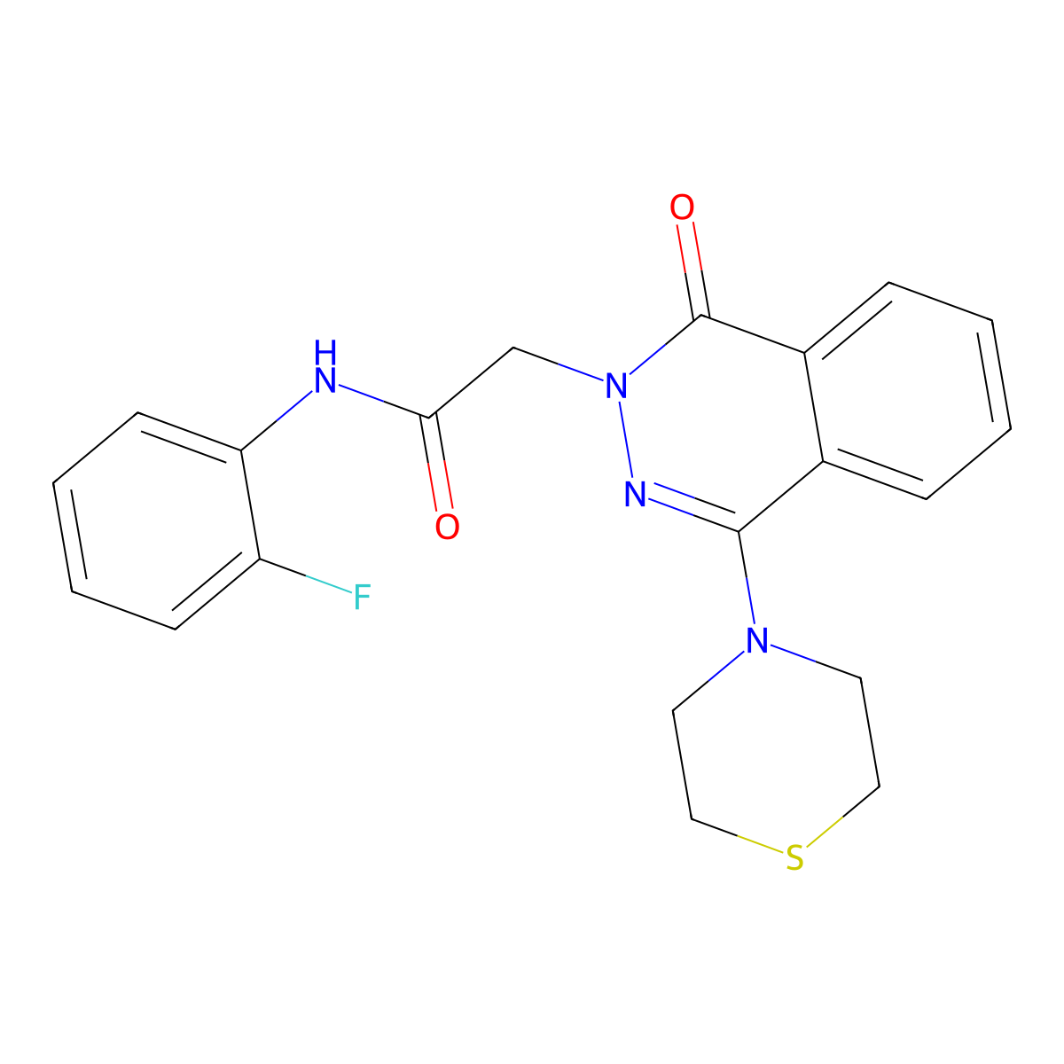 N-(2-fluorophenyl)-2-[1-oxo-4-(thiomorpholin-4-yl)-1,2-dihydrophthalazin-2-yl]acetamide molecular structure, CAS 1251551-96-8