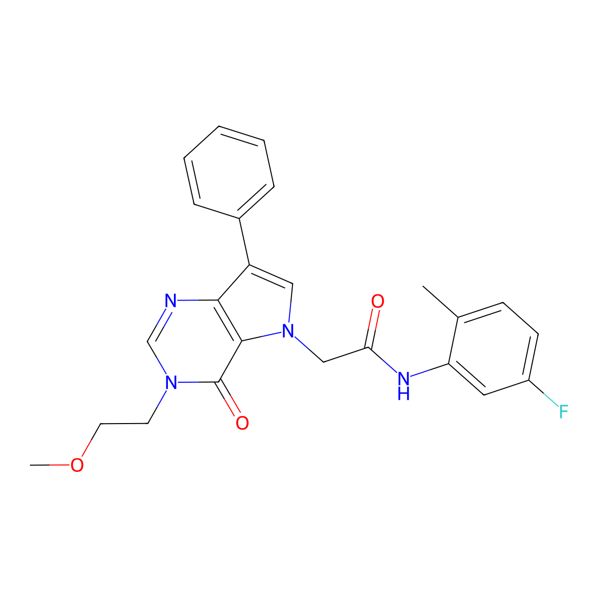 N-(5-fluoro-2-methylphenyl)-2-[3-(2-methoxyethyl)-4-oxo-7-phenyl-3,4-dihydro-5H-pyrrolo[3,2-d]pyrimidin-5-yl]acetamide molecular structure, CAS 1251552-01-8