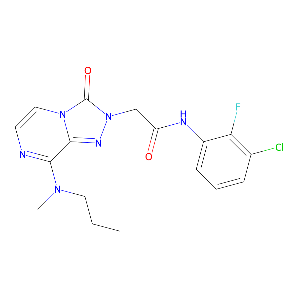 N-(3-chloro-2-fluorophenyl)-2-[8-[methyl(propyl)amino]-3-oxo[1,2,4]triazolo[4,3-a]pyrazin-2(3H)-yl]acetamide molecular structure, CAS 1251552-07-4