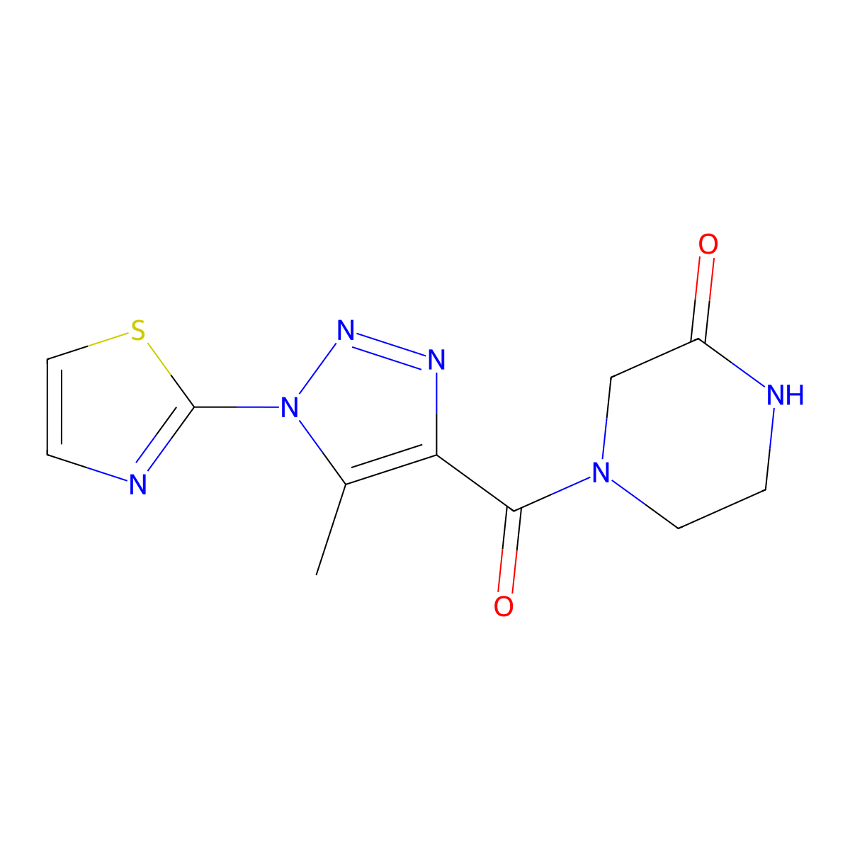 4-(5-methyl-1-(thiazol-2-yl)-1H-1,2,3-triazole-4-carbonyl)piperazin-2-one molecular structure, CAS 1251552-08-5