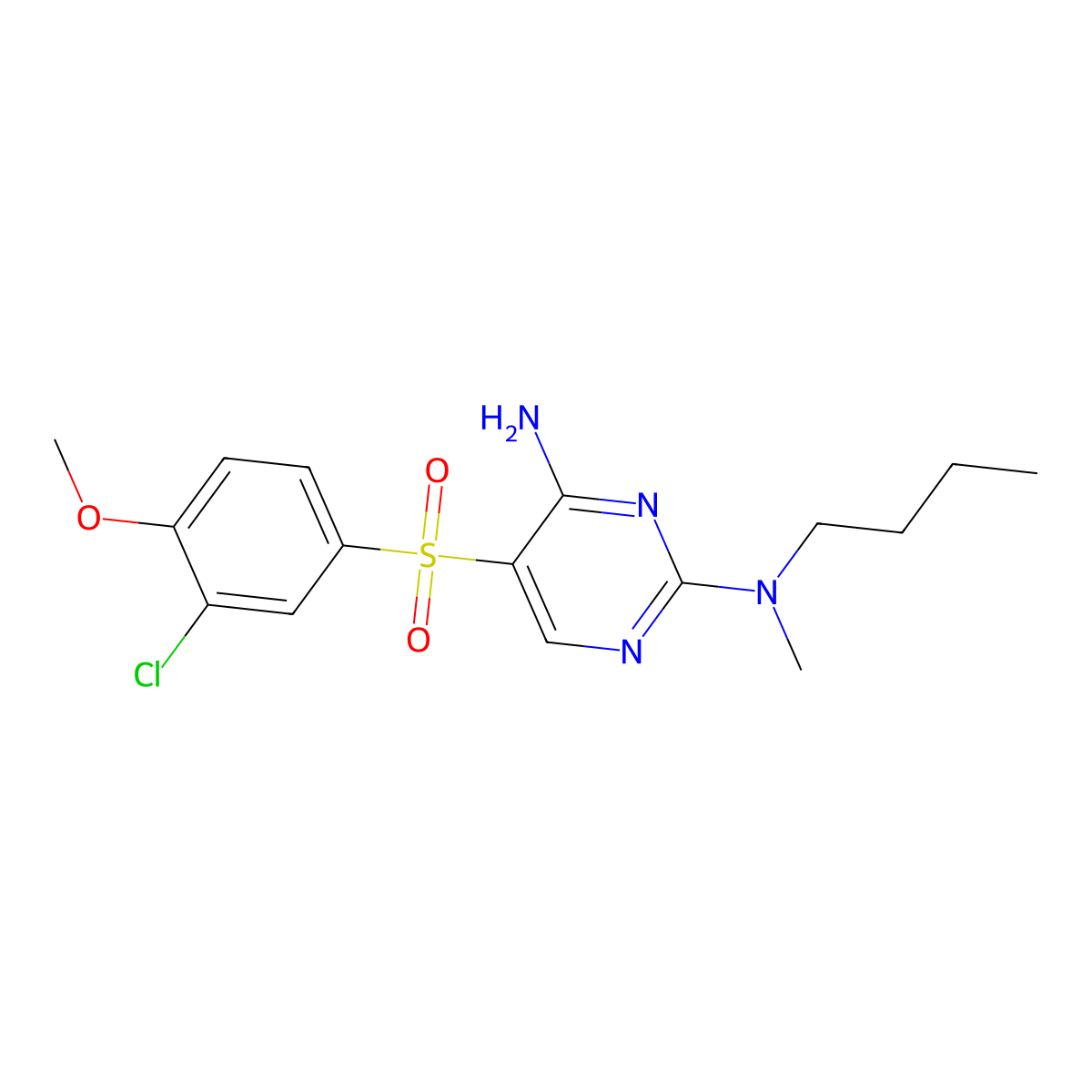N2-butyl-5-(3-chloro-4-methoxybenzenesulfonyl)-N2-methylpyrimidine-2,4-diamine molecular structure, CAS 1251552-09-6