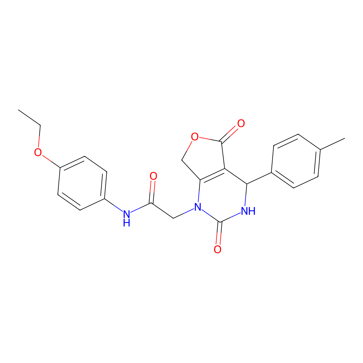 2-(2,5-dioxo-4-(p-tolyl)-3,4-dihydrofuro[3,4-d]pyrimidin-1(2H,5H,7H)-yl)-N-(4-ethoxyphenyl)acetamide molecular structure, CAS 1251552-18-7