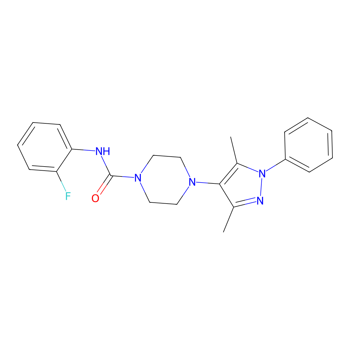 4-(3,5-dimethyl-1-phenyl-1H-pyrazol-4-yl)-N-(2-fluorophenyl)piperazine-1-carboxamide molecular structure, CAS 1251552-19-8