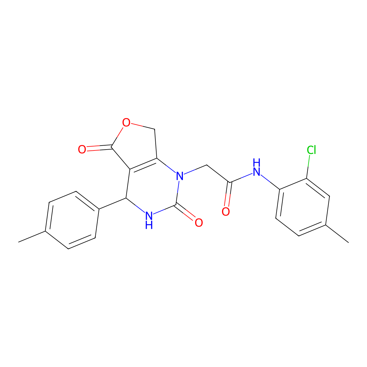 N-(2-chloro-4-methylphenyl)-2-(2,5-dioxo-4-(p-tolyl)-3,4-dihydrofuro[3,4-d]pyrimidin-1(2H,5H,7H)-yl)acetamide molecular structure, CAS 1251552-26-7