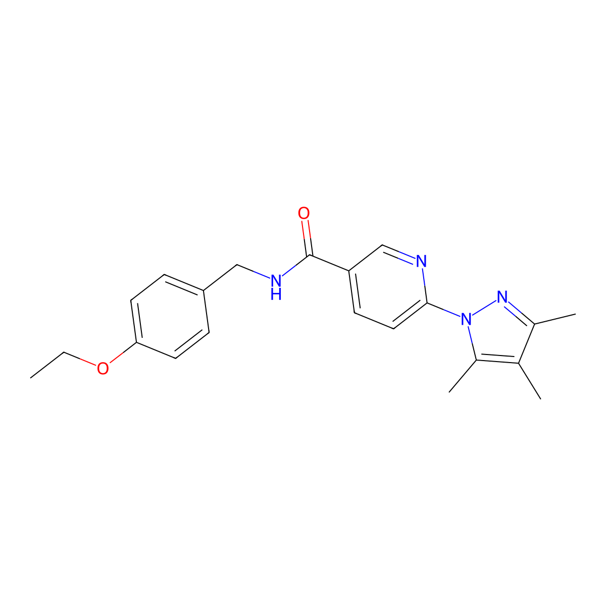 N-(4-ethoxybenzyl)-6-(3,4,5-trimethyl-1H-pyrazol-1-yl)nicotinamide molecular structure, CAS 1251552-34-7