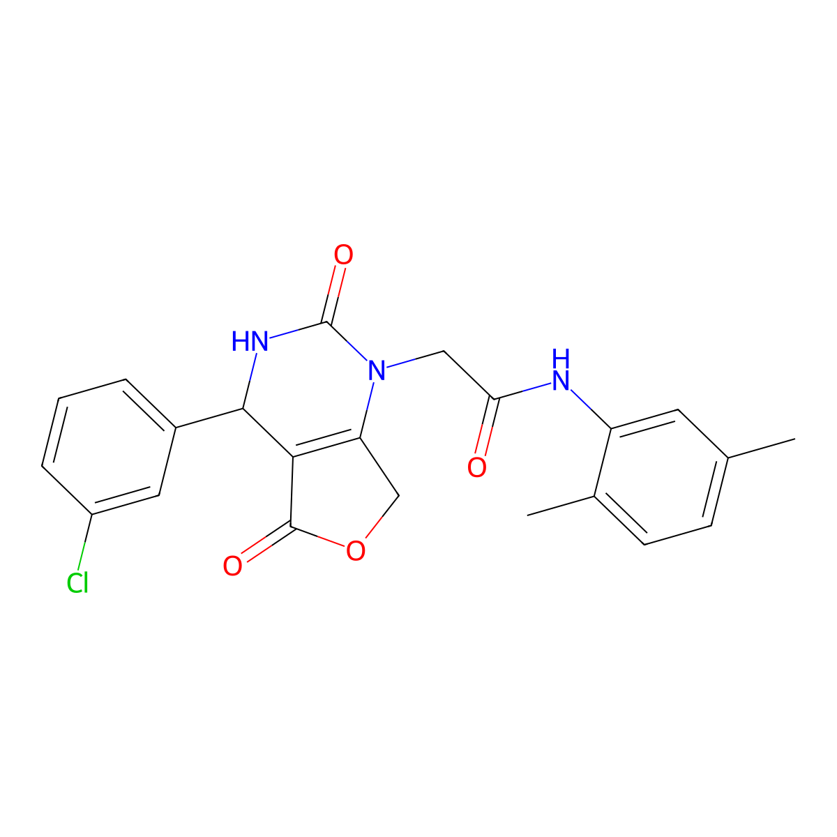 2-(4-(3-chlorophenyl)-2,5-dioxo-3,4-dihydrofuro[3,4-d]pyrimidin-1(2H,5H,7H)-yl)-N-(2,5-dimethylphenyl)acetamide molecular structure, CAS 1251552-36-9