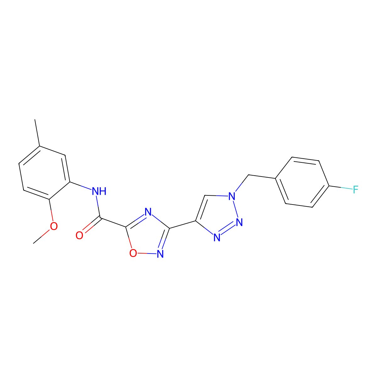 3-[1-(4-fluorobenzyl)-1H-1,2,3-triazol-4-yl]-N~5~-(2-methoxy-5-methylphenyl)-1,2,4-oxadiazole-5-carboxamide molecular structure, CAS 1251552-42-7