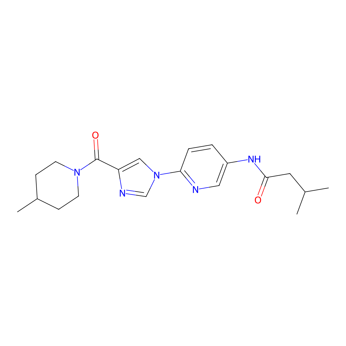 3-Methyl-N-{6-[4-(4-methylpiperidine-1-carbonyl)-1H-imidazol-1-YL]pyridin-3-YL}butanamide molecular structure, CAS 1251552-47-2