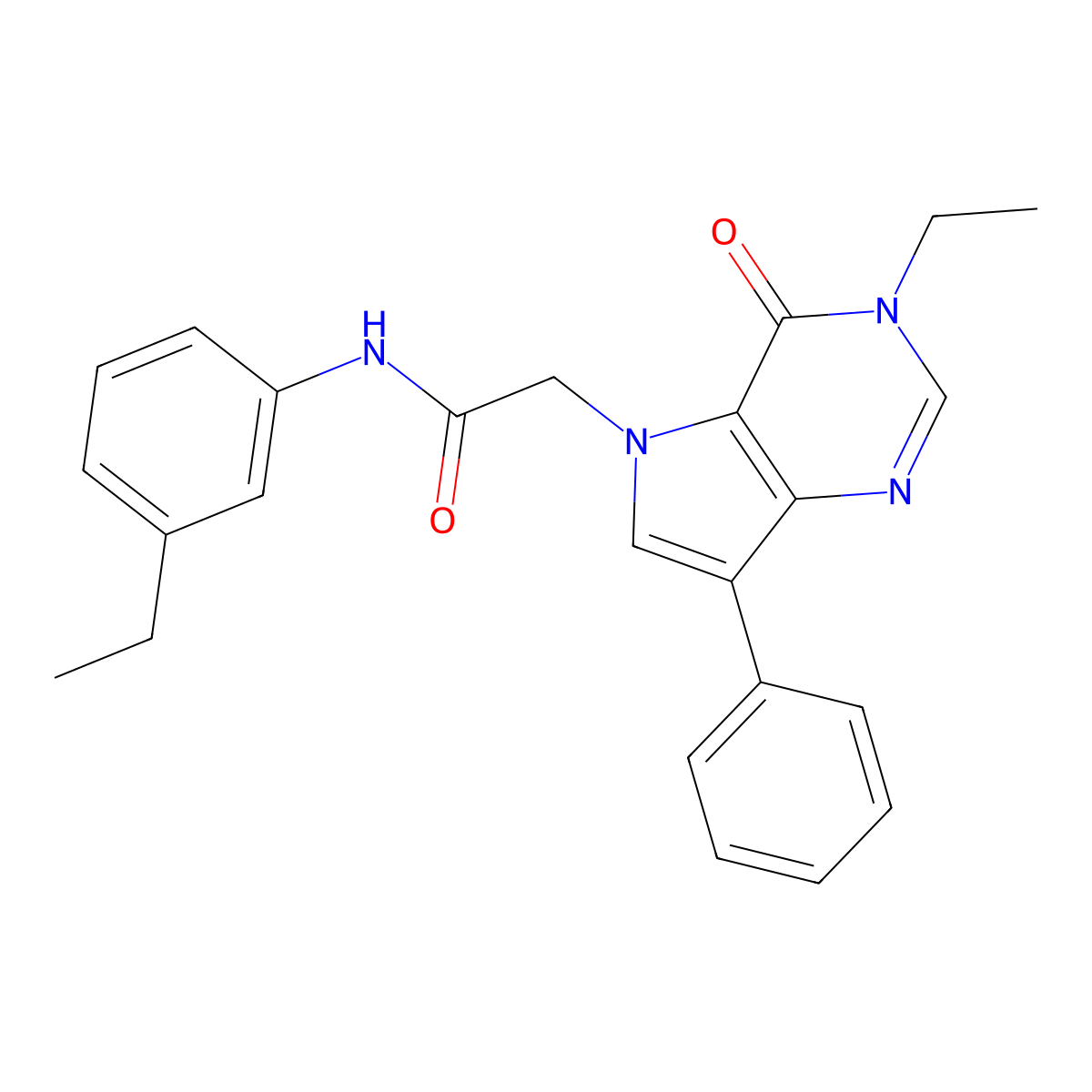 2-(3-ethyl-4-oxo-7-phenyl-3,4-dihydro-5H-pyrrolo[3,2-d]pyrimidin-5-yl)-N-(3-ethylphenyl)acetamide molecular structure, CAS 1251552-54-1