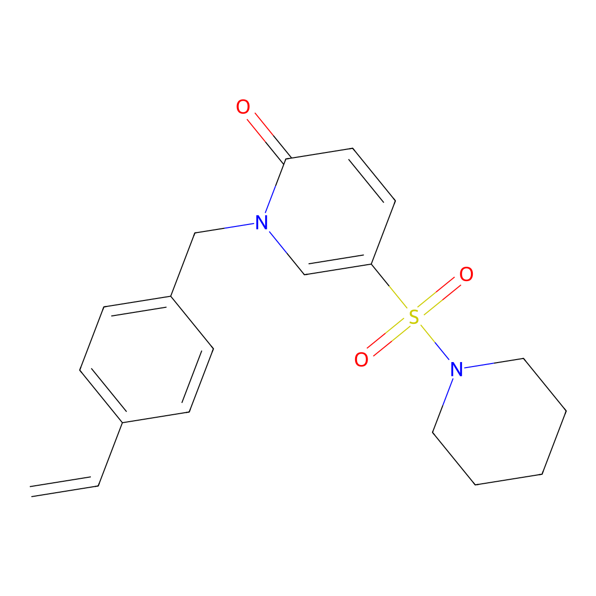 5-(piperidin-1-ylsulfonyl)-1-(4-vinylbenzyl)pyridin-2(1H)-one molecular structure, CAS 1251552-58-5