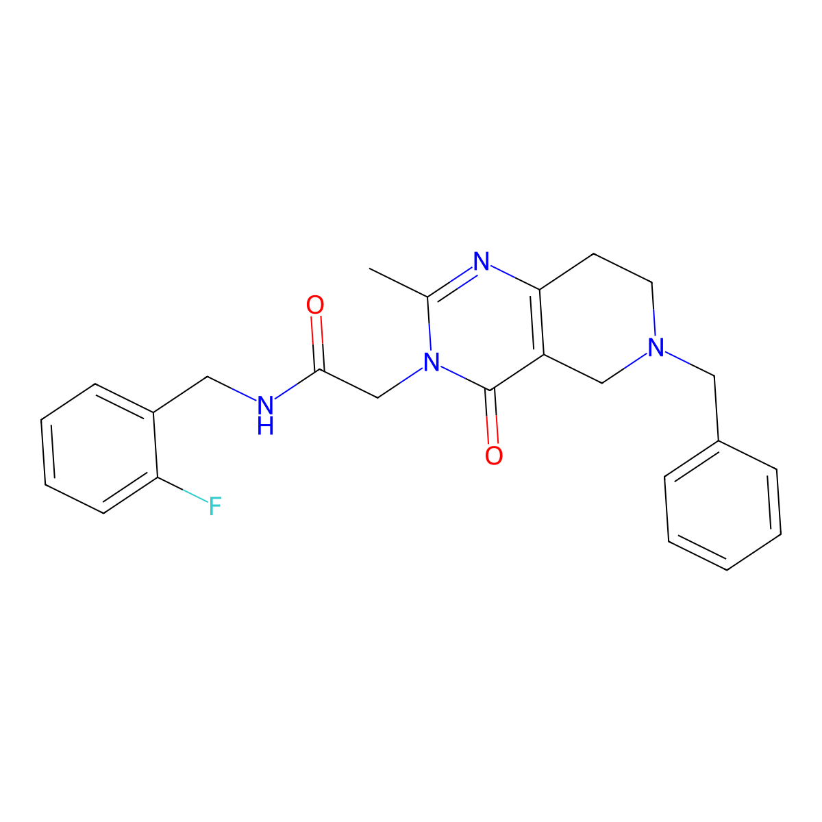 2-(6-benzyl-2-methyl-4-oxo-5,6,7,8-tetrahydropyrido[4,3-d]pyrimidin-3(4H)-yl)-N-(2-fluorobenzyl)acetamide molecular structure, CAS 1251552-59-6