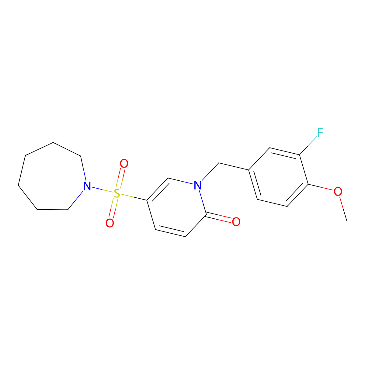 5-(azepan-1-ylsulfonyl)-1-(3-fluoro-4-methoxybenzyl)pyridin-2(1H)-one molecular structure, CAS 1251552-63-2