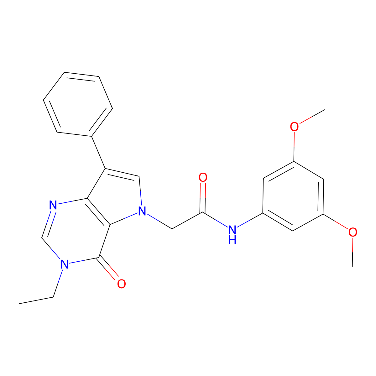 N-(3,5-dimethoxyphenyl)-2-(3-ethyl-4-oxo-7-phenyl-3,4-dihydro-5H-pyrrolo[3,2-d]pyrimidin-5-yl)acetamide molecular structure, CAS 1251552-64-3
