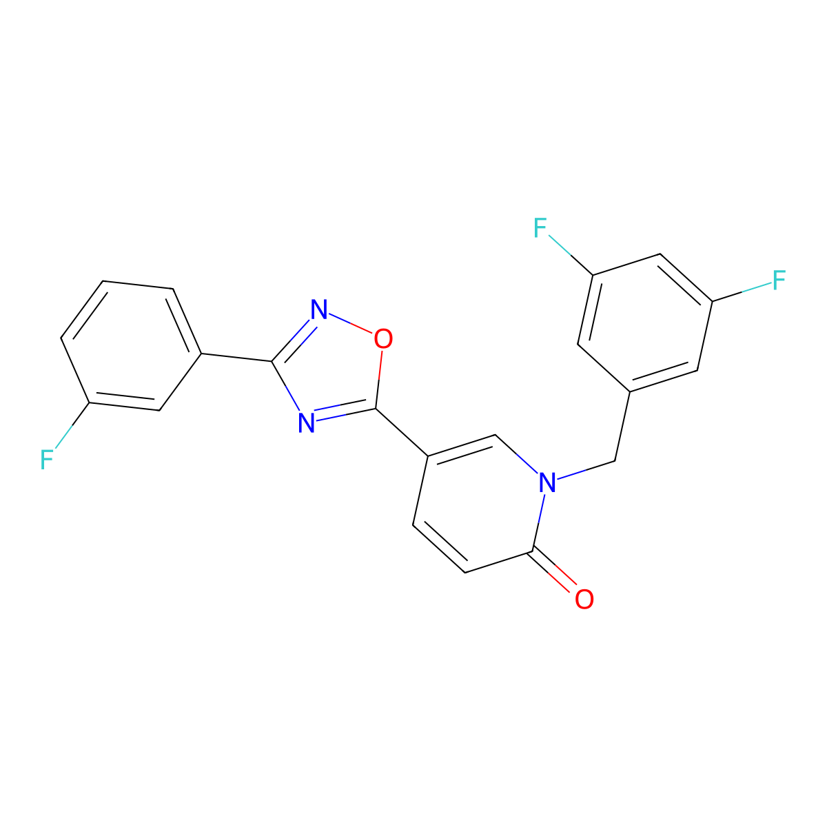 1-(3,5-difluorobenzyl)-5-(3-(3-fluorophenyl)-1,2,4-oxadiazol-5-yl)pyridin-2(1H)-one molecular structure, CAS 1251552-65-4